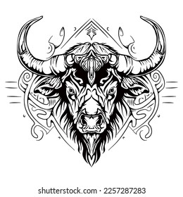 Buffalo Silhouette Outline Drawing Illustration