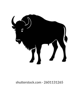 Buffalo Silhouette Vector Art Illustration and Buffalo Minimalist Black Design