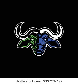 Buffalo Silhouette Vector, Retro Logo, Vintage, Buffalo Head, Minimalism, Buffalo Art, E-Sports Logo, Buffalo Illustration