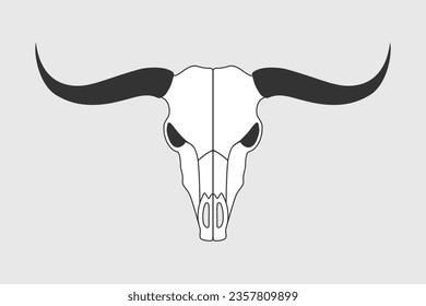 Buffalo skull graphic icon. Bull skull sign isolated on white background. Vector illustration