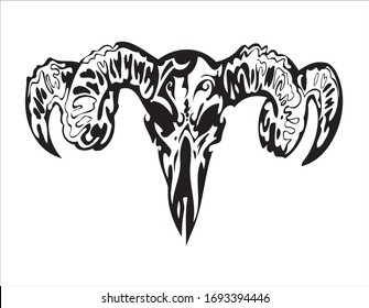 Buffalo skull- hand drawn vector illustration, isolated on white