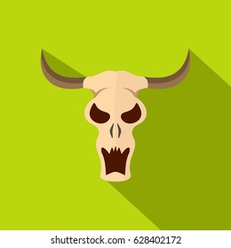 Buffalo skull icon. Flat illustration of buffalo skull vector icon for web on lime background