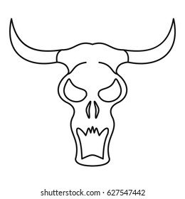 Buffalo skull icon in outline style isolated on white background vector illustration