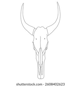 Buffalo skull line art vector design. Buffalo skull outline illustration design.
