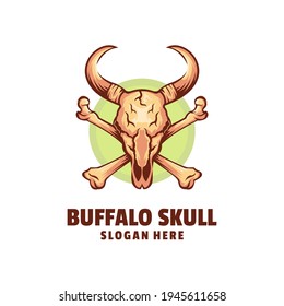 buffalo skull logo design vector