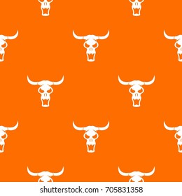 Buffalo skull pattern repeat seamless in orange color for any design. Vector geometric illustration