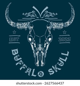 Buffalo skull with rose and crow vector design, western desert retro vintage artwork for t shirt, sticker, poster, graphic print, bull skull artwork, vintage floral design
