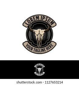 buffalo skull vector emblem logo template