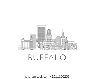 Linha do horizonte de Buffalo paisagem urbana estilo arte vetor ilustração