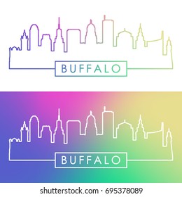 Buffalo skyline. Colorful linear style. Editable vector file.