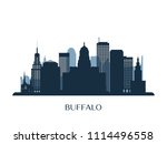 Buffalo skyline, monochrome silhouette. Vector illustration.