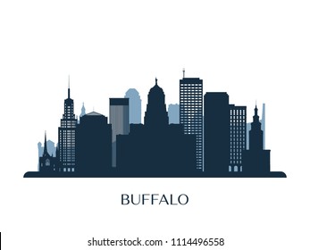 Buffalo skyline, monochrome silhouette. Vector illustration.