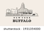 Buffalo skyline, new york. Buffalo hand drawn sketch