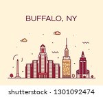 Buffalo skyline, New York, USA. Trendy vector illustration, linear style