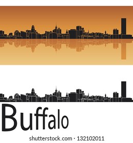 Buffalo skyline in orange background in editable vector file