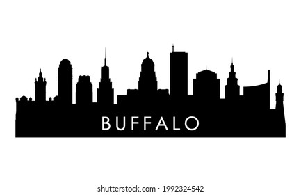 Buffalo skyline silhouette. Black Buffalo city design isolated on white background. 