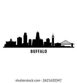 Buffalo Skyline Silhouette with New York, and Cityscape.