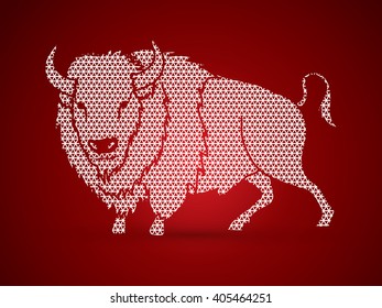 Buffalo standing designed using geometric pattern graphic vector.