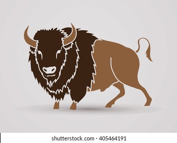 Buffalo standing graphic vector.