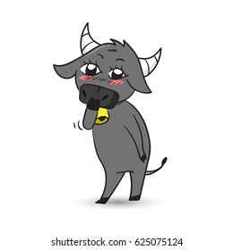 Buffalo standing on two legs cartoon character. Isolated on white background. Vector illustration.