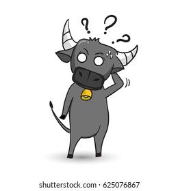Buffalo standing on two legs cartoon character. Isolated on white background. Vector illustration.