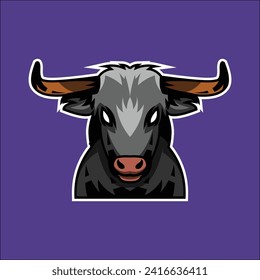 buffalo sticker vector with purple background