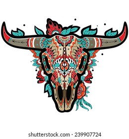 Buffalo Sugar Mexican Skull. Buffalo Skull. Vector illustration