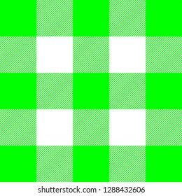 Buffalo tartan plaid. UFO green tartan. Scottish pattern in green and white cage. Scottish cage. Abstract pattern. Checkered background. Seamless fabric texture. Vector illustration