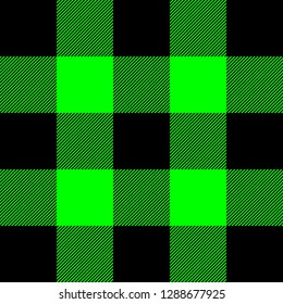 Buffalo tartan plaid. UFO green tartan. Scottish pattern in green and black cage. Scottish cage. Abstract pattern. Checkered background. Vector illustration