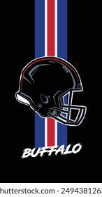 Buffalo Team Colored Football helmets Stripes Black Background