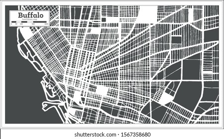 Buffalo USA City Map in Retro Style. Outline Map. Vector Illustration.