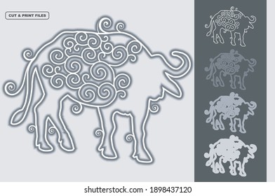 Buffalo Vector 3D Layered Eps 10