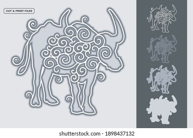 Buffalo Vector 3D Layered Eps 10