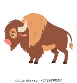 Buffalo vector children's vector illustration in flat style. For poster, greeting card and children's design