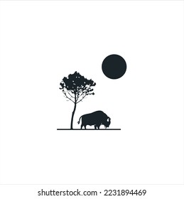 buffalo vector design of a black  logo template 