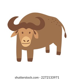 Buffalo. Vector illustration of cute safari animal.