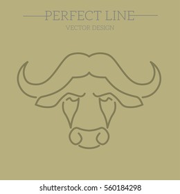 buffalo vector line, symbol, logo, emblem. Contour Design.