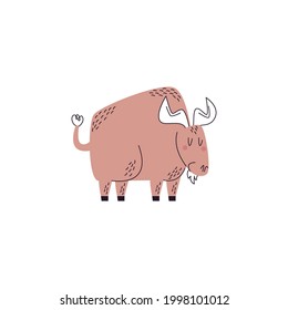 Vector De Búfalo En Fondo Blanco