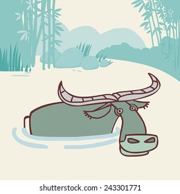 Buffalo in the water