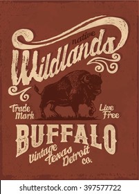 Buffalo. Western. Vintage buffalo graphic. T-shirt graphic design.