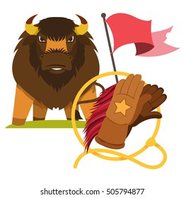 Buffalo. Wild animals. Cavicorn mammals. Wild West.