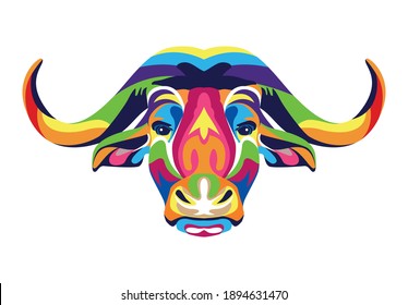 buffalo wild life technicolor icon vector illustration design