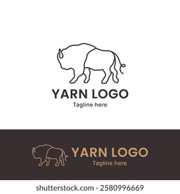 Buffalo yarn logo, line art logo graphic design