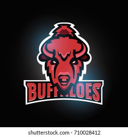 Buffaloes sport team logo template design. Bull head. Stock vector