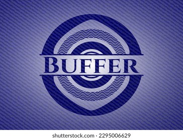Buffer emblem with jean high quality background. Vector Illustration. Detailed. 