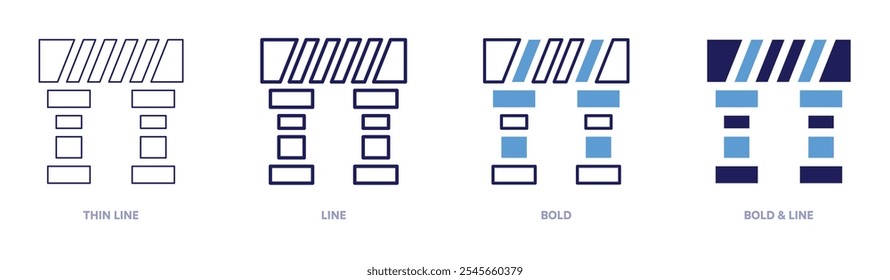 Buffer icon in 4 different styles. Thin Line, Line, Bold, and Bold Line. Duotone style. Editable stroke.