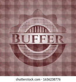 Buffer red seamless badge with geometric pattern.