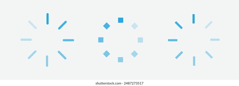 Buffering icon set for web, app, various design. Flat Style Loading Wheel Icon for Progress Indication. Buffering Icon, Downloading Symbol. Eps 10.
