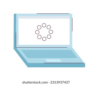 Buffering on laptop screen semi flat colour vector object. Personal computer loading. Waiting time. Editable cartoon clip art icon on white background. Simple spot illustration for web graphic design