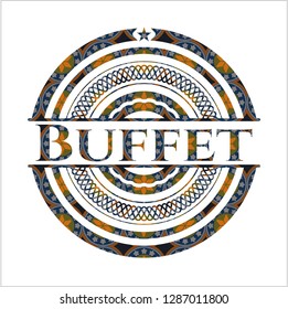 Buffet arabic emblem background. Arabesque decoration.